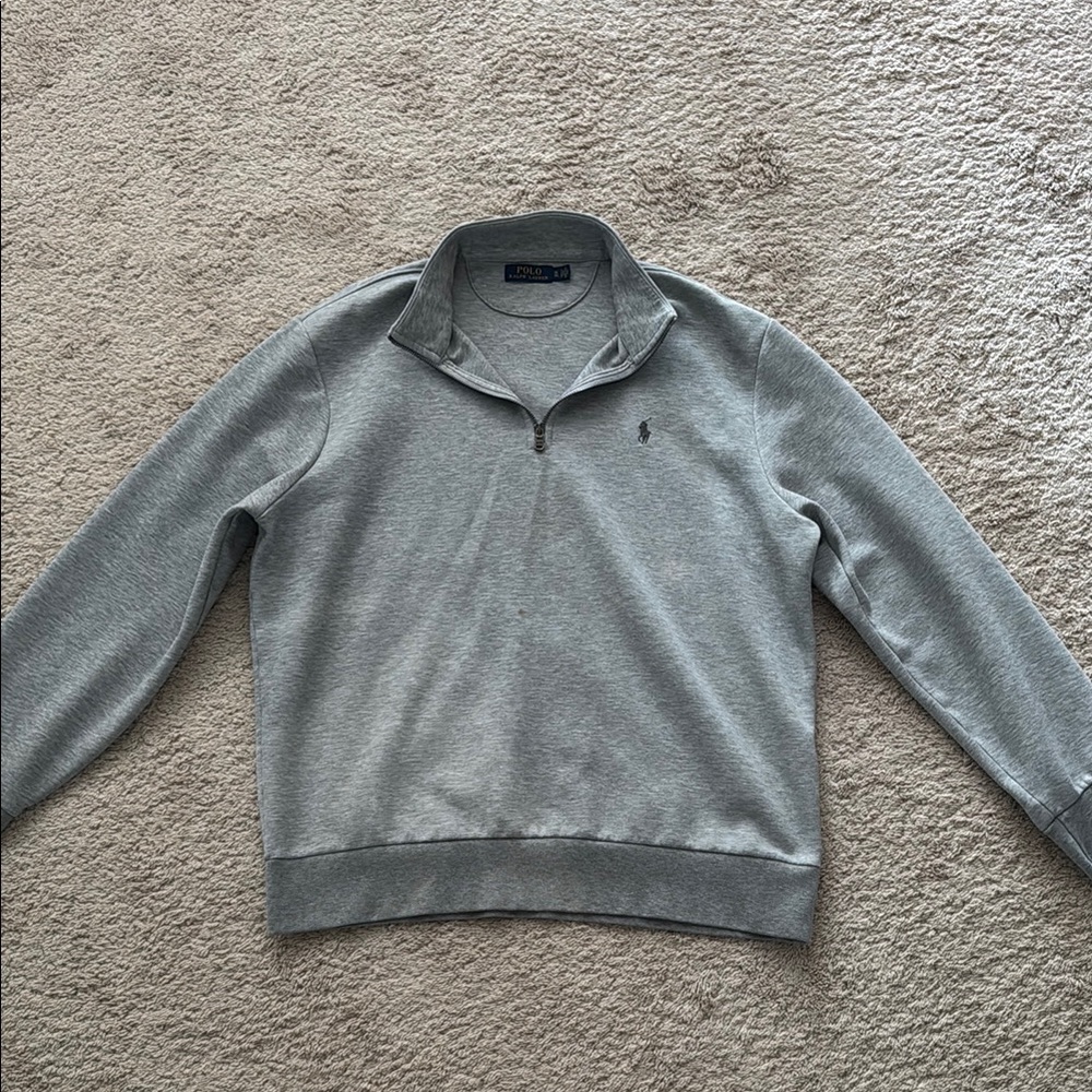 Ralph Lauren Gray Zip Up Sweater Soft Knit Casual